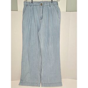 Wish List Wide Leg High Rise Denim Jeans | Women's Size Large | Light Wash Blue